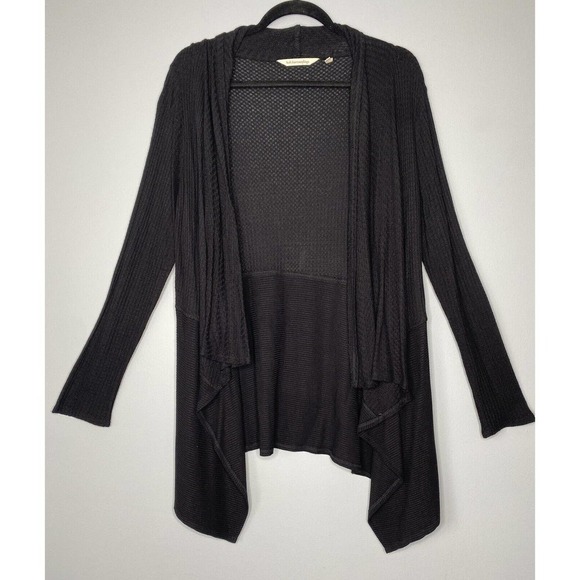 Soft Surrounds Waffle Knit Open Front Cardigan Women's Size S Waterfall Hem - Picture 1 of 6